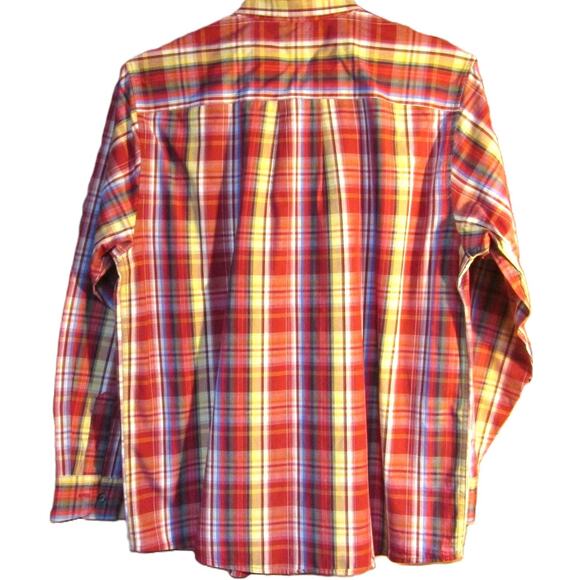 J. Khaki Boy's Shirt, Long Sleeves, Red, Blue, Yellow and White Plaid Size Large - Picture 3 of 4